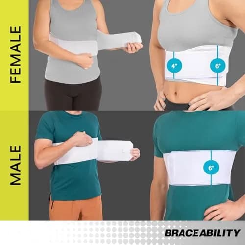 BraceAbility Rib Injury Binder Belt - Universal Brace for Women, Broken, Fractured, or Cracked Ribs, Cage Compression Wrap for Bruised Support, Sternum Injury Recovery (Fits 91.44cm-147.32cm) thumbnail 5