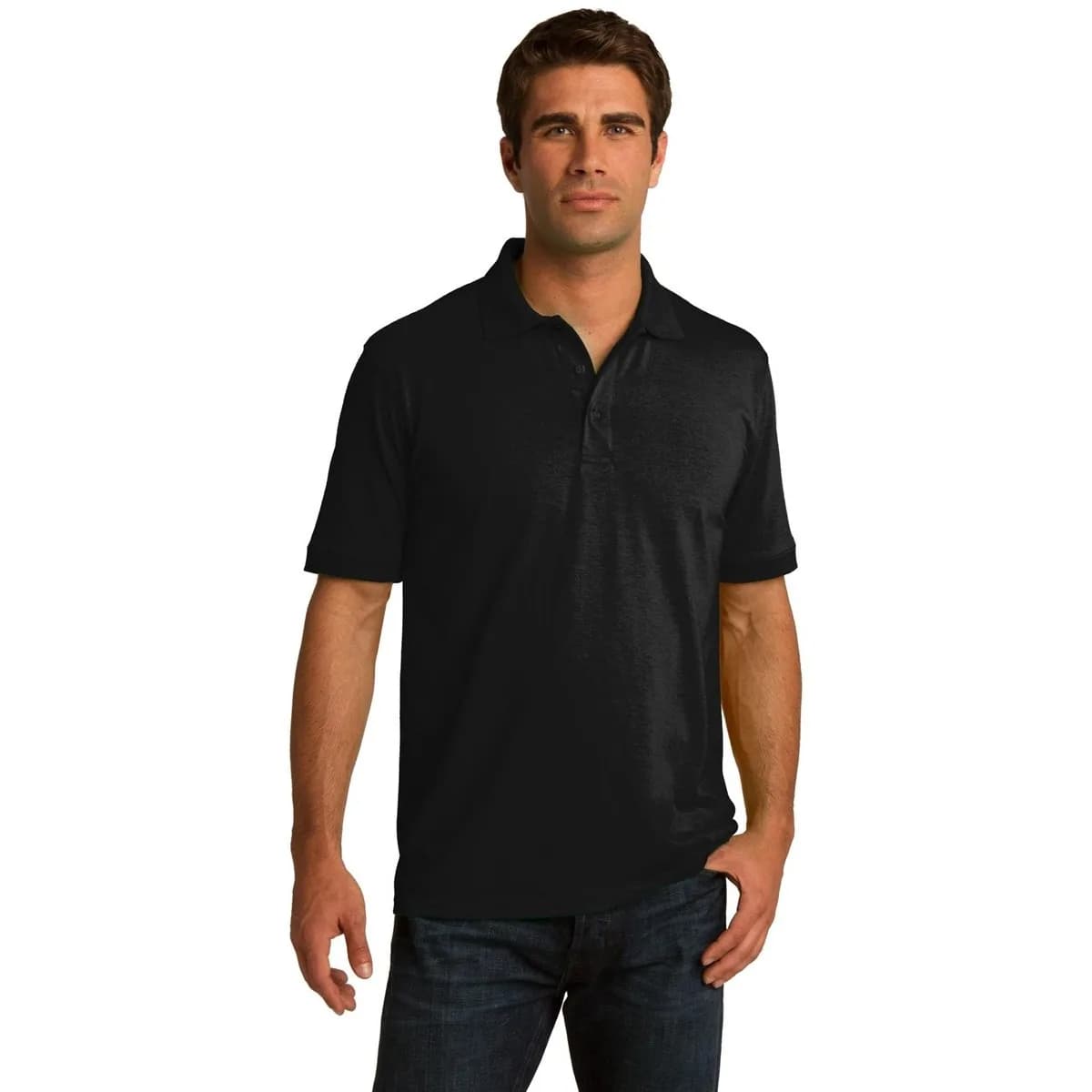 Clothe Co. Men's Big and Tall Polo Shirt | Performance Cotton Blend, Short Sleeve, Jet Black, XLT
