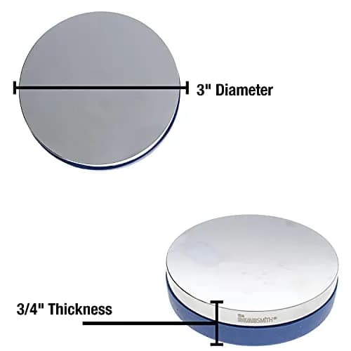 The Beadsmith Steel Bench Block – Metal Elements - Chrome Plated Mirror Finish - Soft Plastic Base to Reduce Noise & Rebound Force - Metal Bench Block for Jewelry & Stamping - 3” diameter, 3/4” high thumbnail 4