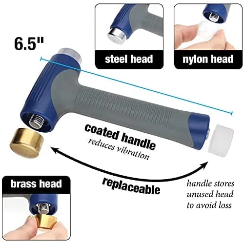 The Beadsmith EZ-Strike Hammer - Metal Elements Patent Protected Metal Working Hammer - Interchangeable Heads - 6.5” x 3.75” - Ergonomic Handle - Use for Stamping Jewelry, Leather & Wood thumbnail 4