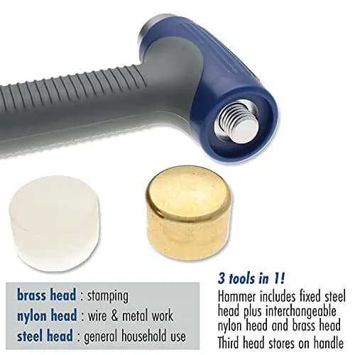 The Beadsmith EZ-Strike Hammer - Metal Elements Patent Protected Metal Working Hammer - Interchangeable Heads - 6.5” x 3.75” - Ergonomic Handle - Use for Stamping Jewelry, Leather & Wood thumbnail 5
