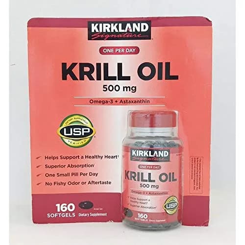 Kirkland Signature Krill Oil 500 Milligram 160 Softgels | USP Verified Essential Fatty Acids thumbnail 3