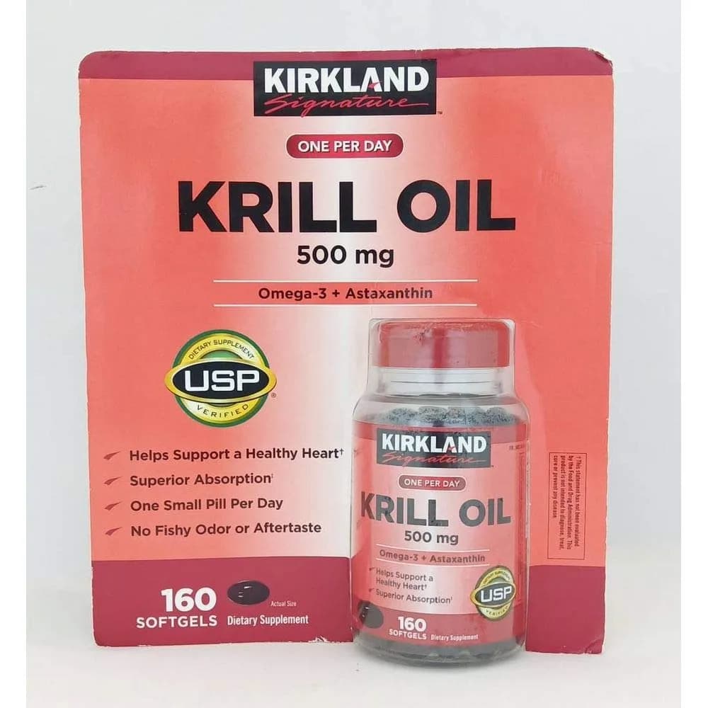 Kirkland Signature Krill Oil 500 Milligram 160 Softgels | USP Verified Essential Fatty Acids - view 3