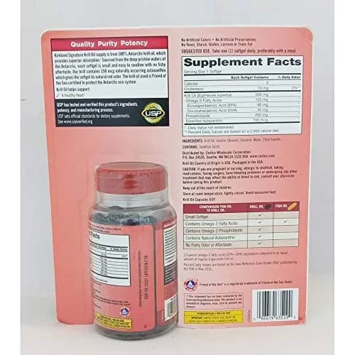 Kirkland Signature Krill Oil 500 Milligram 160 Softgels | USP Verified Essential Fatty Acids thumbnail 4