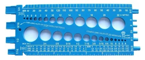 Stainlesstown Nut Bolt Thread Gauge (Blue) - Measures Diameter, Thread Pitch & Length - Fractional #4 to 1" and Metric 3mm to 22mm - Durable 1/4" Thick Hard Plastic thumbnail 1