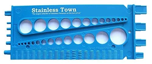 Stainlesstown Nut Bolt Thread Gauge (Blue) - Measures Diameter, Thread Pitch & Length - Fractional #4 to 1" and Metric 3mm to 22mm - Durable 1/4" Thick Hard Plastic thumbnail 2