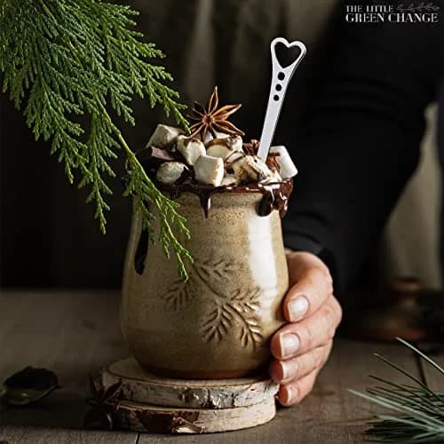 The Little Green Change Silver Heart Shaped Tea Spoons | 6 Pcs Small Coffee & Dessert Spoons, 5.6" thumbnail 9