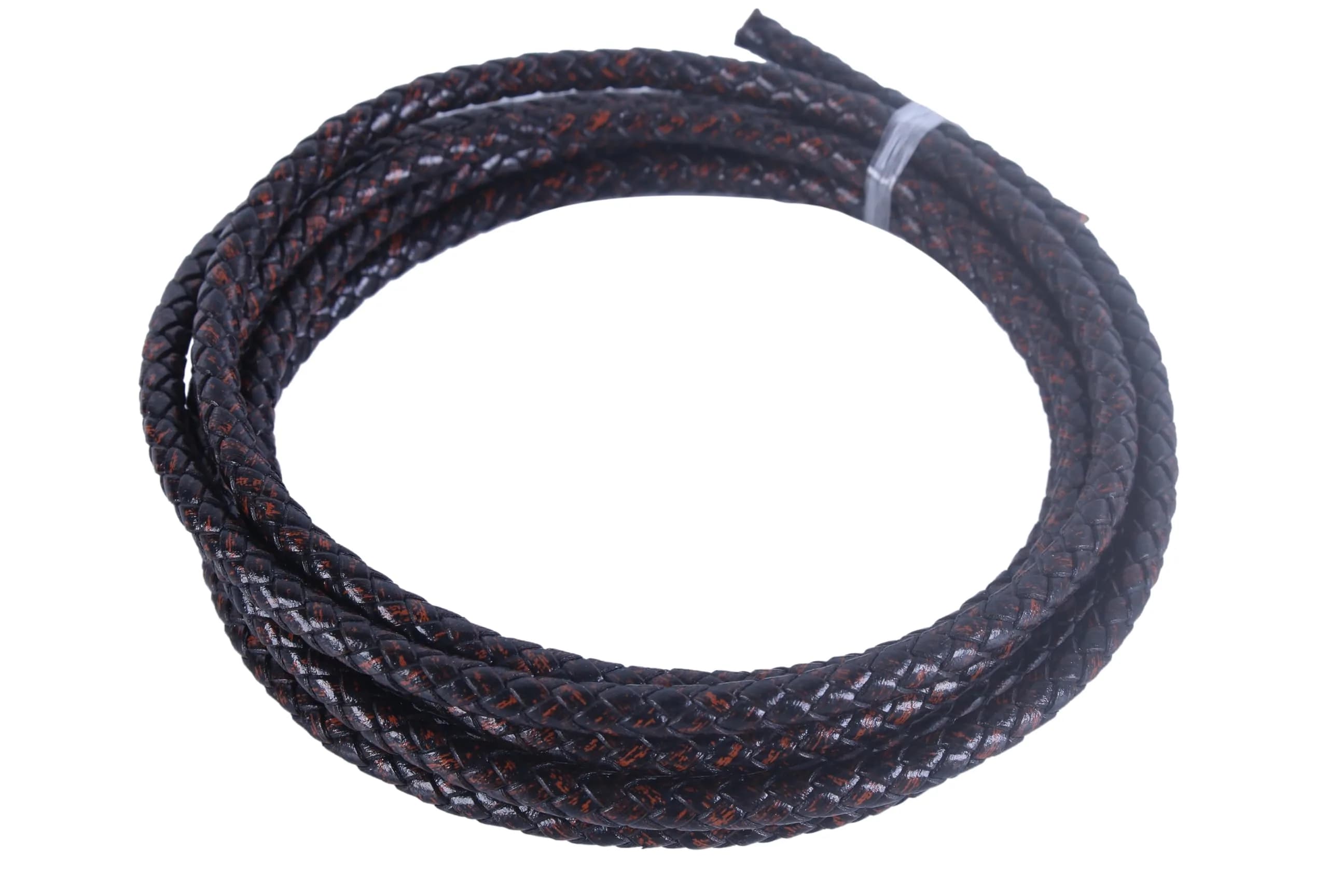 KONMAY 5mm Antique Brown Braided Leather Bolo Cord, 6 Feet (1.83 m) | Genuine Leather for Jewelry Making - main product image