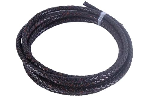 KONMAY 5mm Antique Brown Braided Leather Bolo Cord, 6 Feet (1.83 m) | Genuine Leather for Jewelry Making thumbnail 1