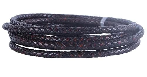 KONMAY 5mm Antique Brown Braided Leather Bolo Cord, 6 Feet (1.83 m) | Genuine Leather for Jewelry Making thumbnail 2