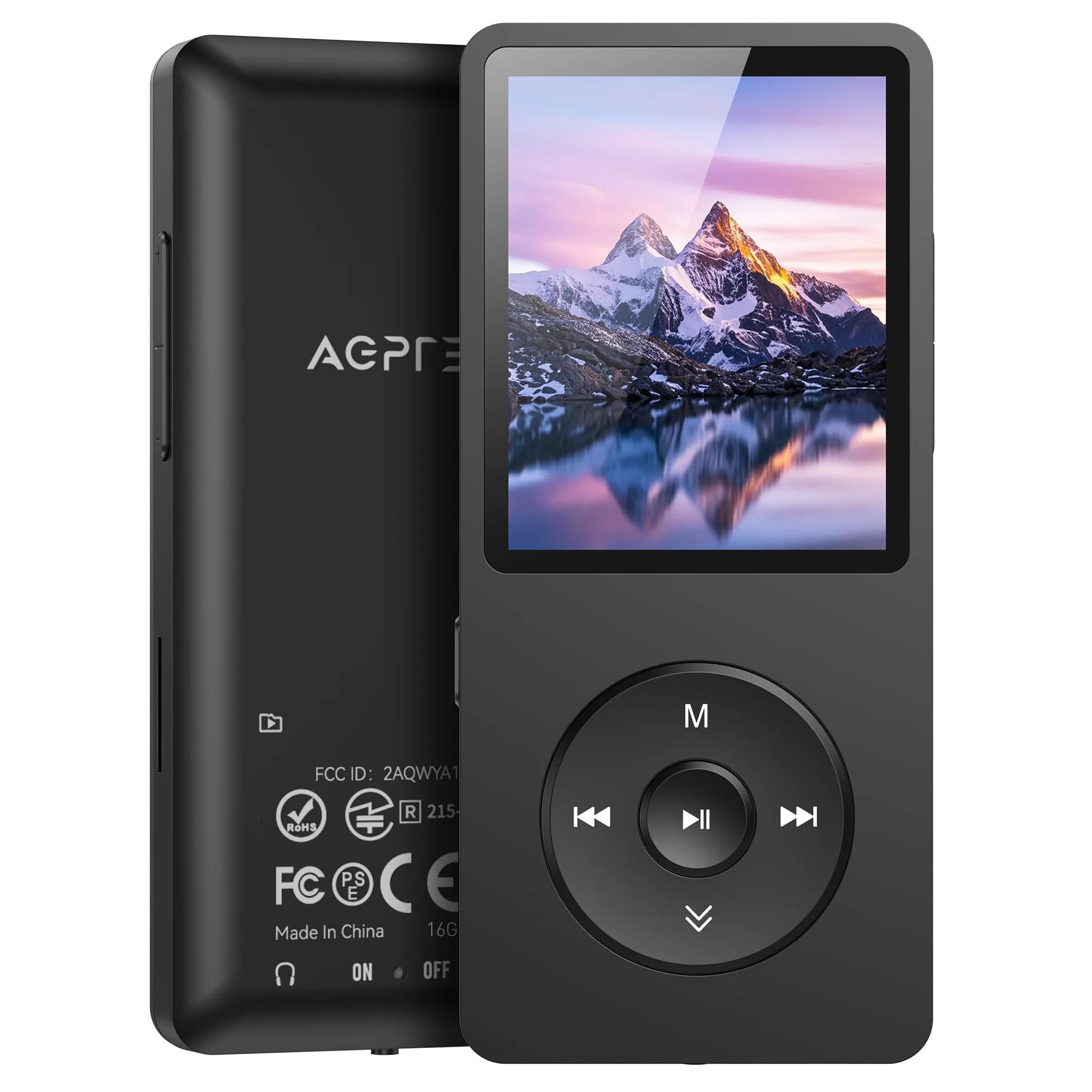 AGPTEK A02S MP3 Player 16GB Black | 70-Hour Playback Lossless Sound - main product image