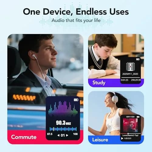 AGPTEK A02S MP3 Player 16GB Black | 70-Hour Playback Lossless Sound thumbnail 8