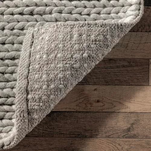nuLOOM Penelope Light Grey Solid Hand Woven Wool Area Rug, 5' x 8' | Cozy & Durable (70-120 chars) thumbnail 5
