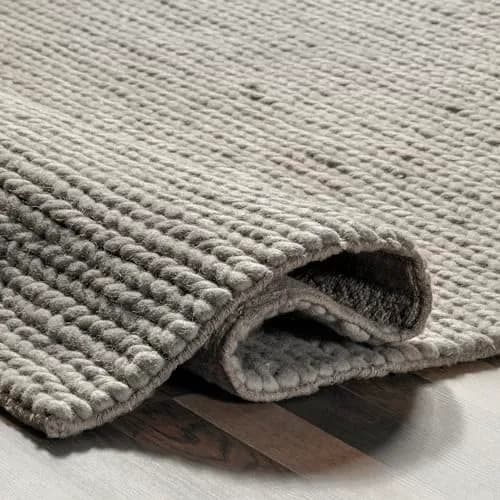 nuLOOM Penelope Light Grey Solid Hand Woven Wool Area Rug, 5' x 8' | Cozy & Durable (70-120 chars) thumbnail 9