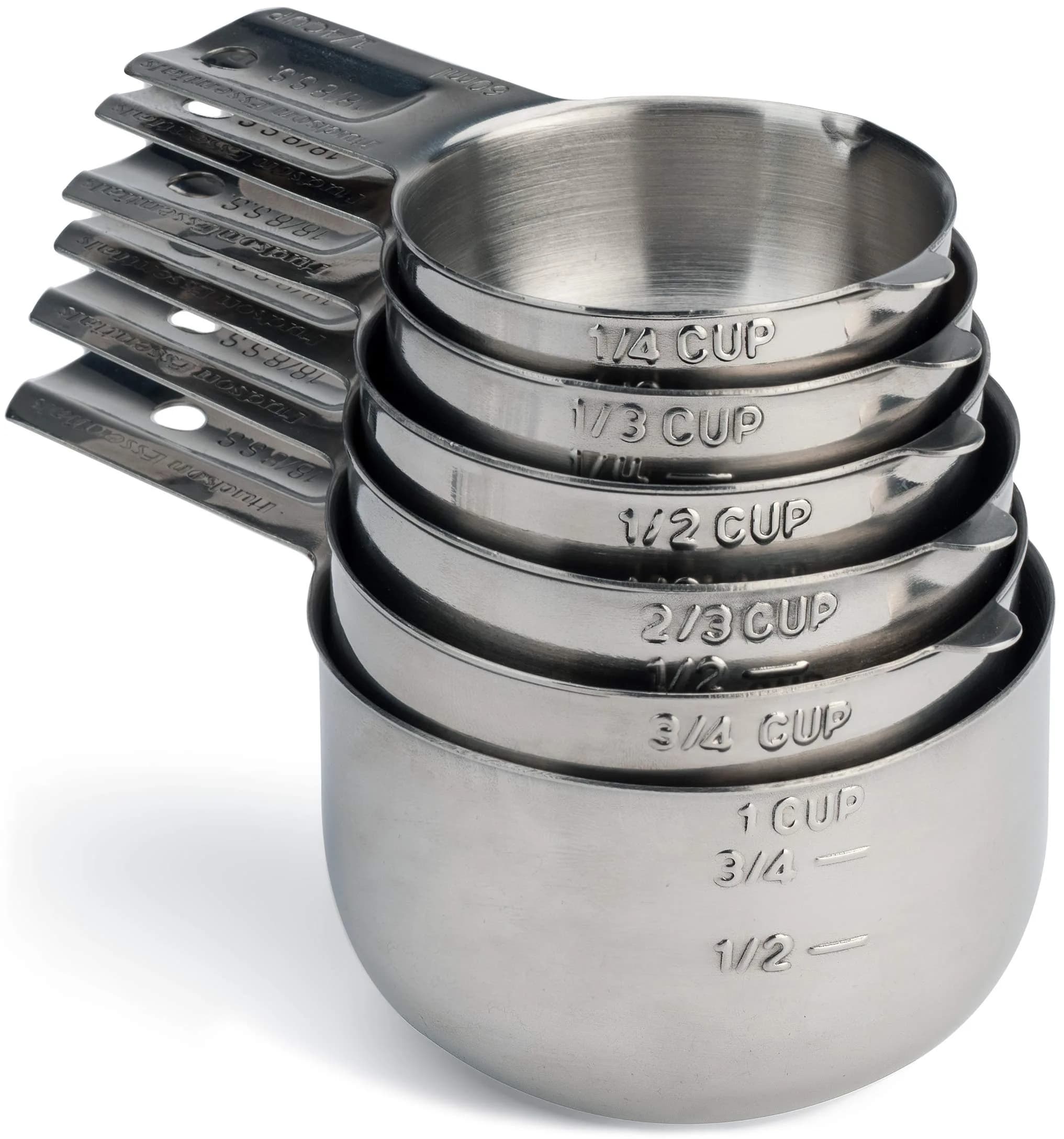 Hudson Essentials Stainless Steel Measuring Cups Set (6 Piece Set) | Durable, Dishwasher Safe, Nesting Design