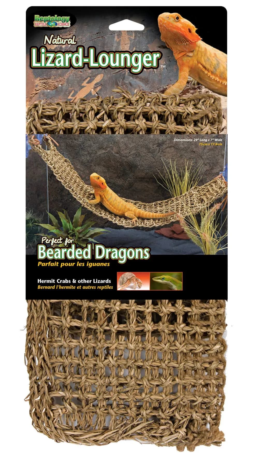 Penn-Plax Reptology Lizard Lounger Extra Large | Natural Seagrass Reptile Perch for Bearded Dragons, Geckos & More — Extra Large