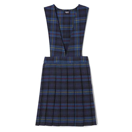 French Toast Girls' Plaid V-Neck Pleated Jumper, Blue & Red Plaid, 6X | Classic School Uniform Layered Over Shirts thumbnail 1