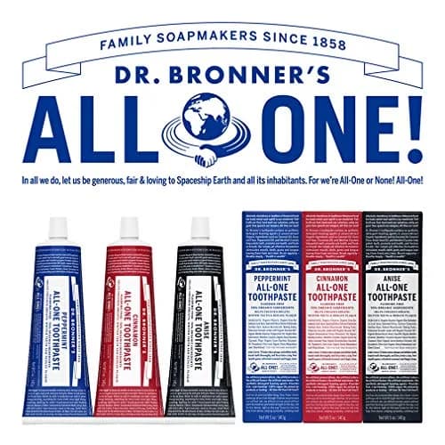 Dr. Bronner's All-One Toothpaste Peppermint 142g (5 oz) | Fluoride-Free & Organic thumbnail 6