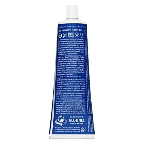 Dr. Bronner's All-One Toothpaste Peppermint 142g (5 oz) | Fluoride-Free & Organic thumbnail 2