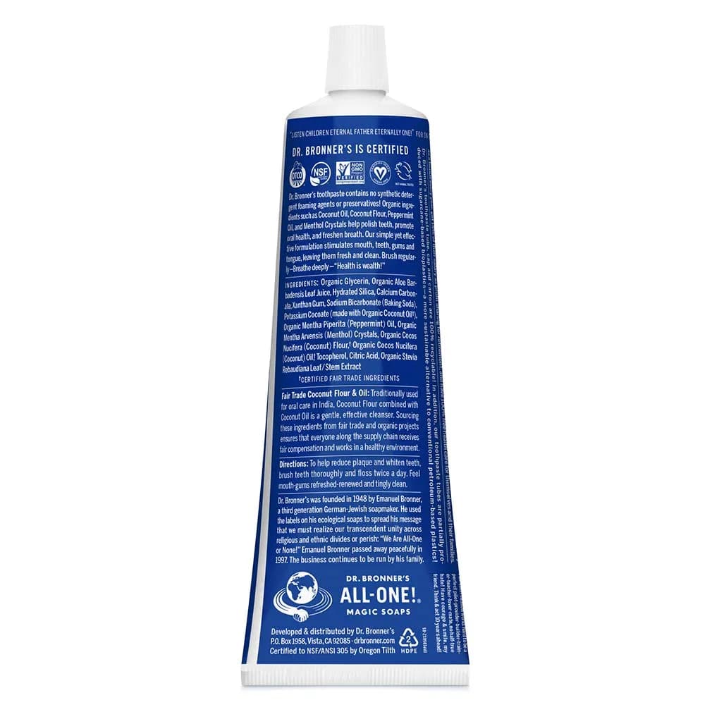 Dr. Bronner's All-One Toothpaste Peppermint 142g (5 oz) | Fluoride-Free & Organic - view 2