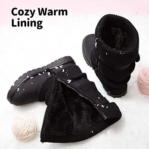 DREAM PAIRS Girls Winter Mid Calf Snow Boots, Black, 10 Toddler | Faux Fur Lined for Warmth & Style thumbnail 4
