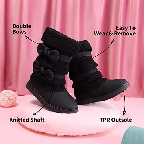 DREAM PAIRS Girls Winter Mid Calf Snow Boots, Black, 10 Toddler | Faux Fur Lined for Warmth & Style thumbnail 5