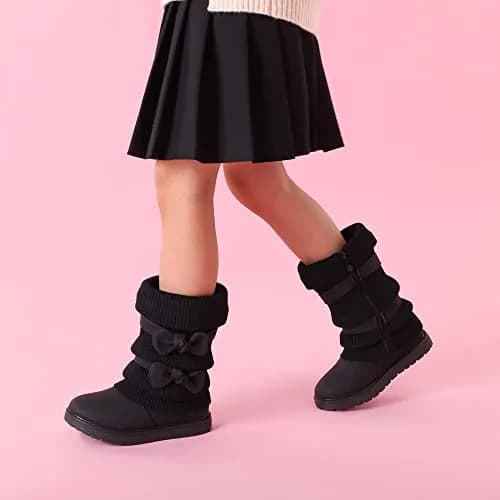 DREAM PAIRS Girls Winter Mid Calf Snow Boots, Black, 10 Toddler | Faux Fur Lined for Warmth & Style thumbnail 2