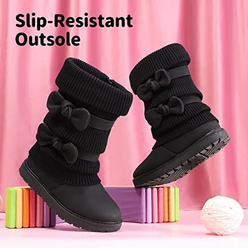 DREAM PAIRS Girls Winter Mid Calf Snow Boots, Black, 10 Toddler | Faux Fur Lined for Warmth & Style thumbnail 3