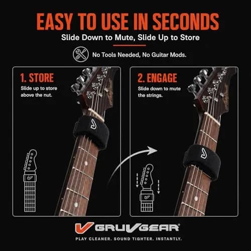 Gruv Gear Fret Wrap & Guitar Mute, Small Black | String Dampener for Acoustic, Electric & Bass thumbnail 6