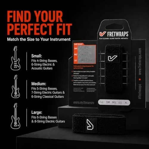 Gruv Gear Fret Wrap & Guitar Mute, Small Black | String Dampener for Acoustic, Electric & Bass thumbnail 8