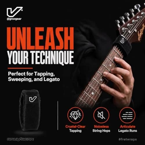 Gruv Gear Fret Wrap & Guitar Mute, Small Black | String Dampener for Acoustic, Electric & Bass thumbnail 9