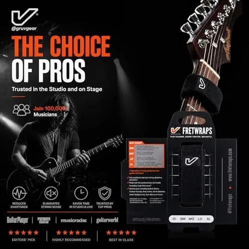 Gruv Gear Fret Wrap & Guitar Mute Medium Black 1 Pack (Fits 5 String Bass, 7 String Guitar) | Eliminates Unwanted String Noise Instantly thumbnail 5