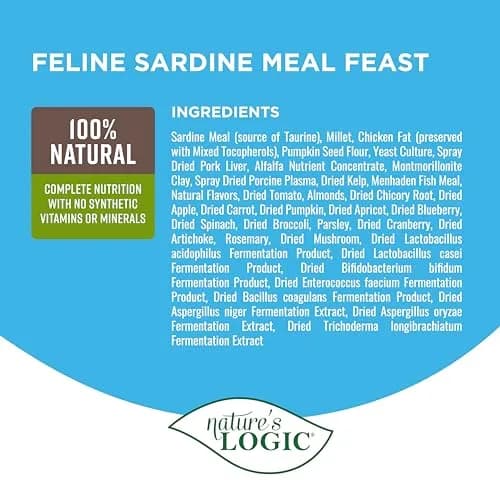 NATURE'S LOGIC Sardine Feline Meal Feast Dry Cat Food 7.7 lb | Complete & Natural Nutrition thumbnail 4