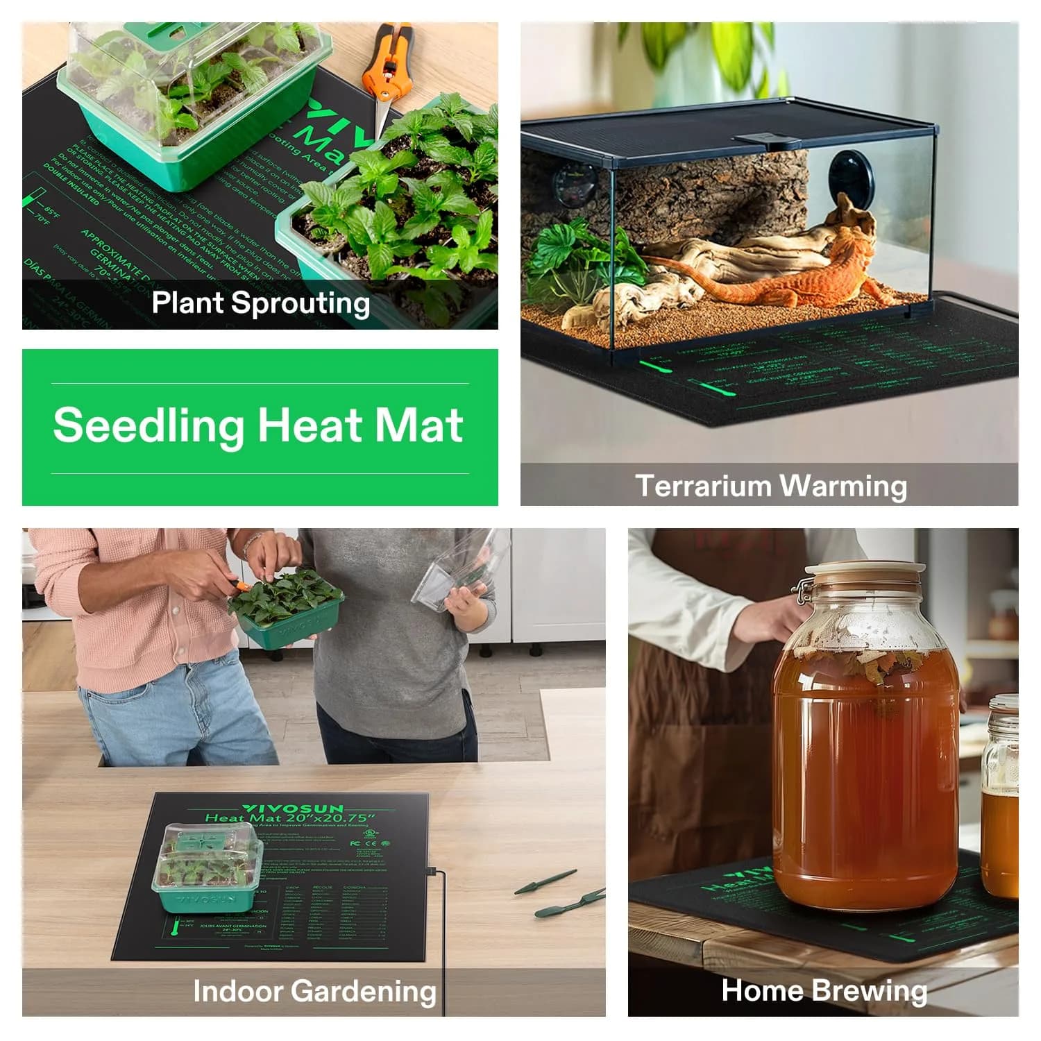 VIVOSUN Durable Waterproof Seedling Heat Mat 54cm x 52.7cm (20" x 20.75") | UL & MET-Certified Warm Hydroponic Heating Pad for Germination - view 6