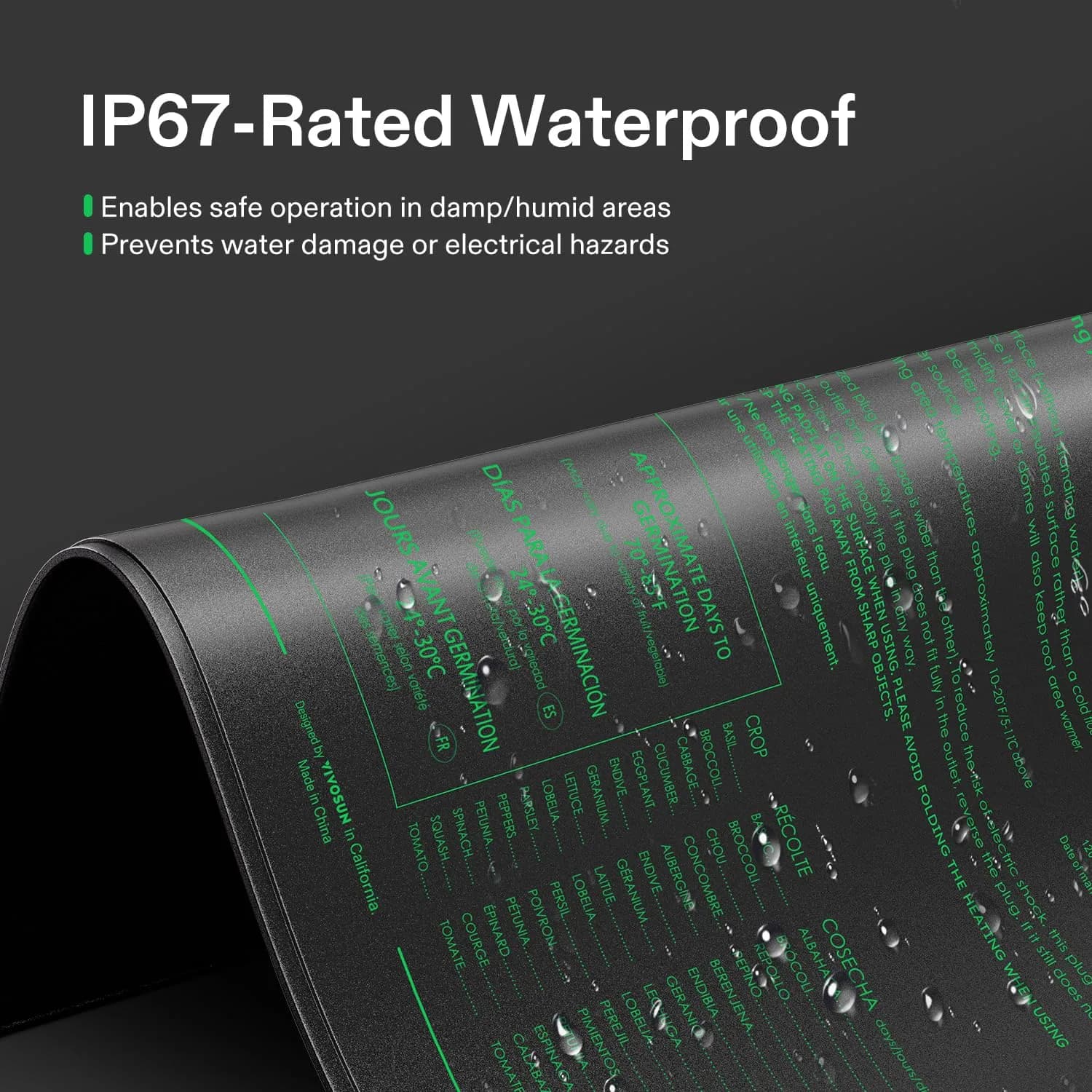 VIVOSUN Durable Waterproof Seedling Heat Mat 54cm x 52.7cm (20" x 20.75") | UL & MET-Certified Warm Hydroponic Heating Pad for Germination - view 4