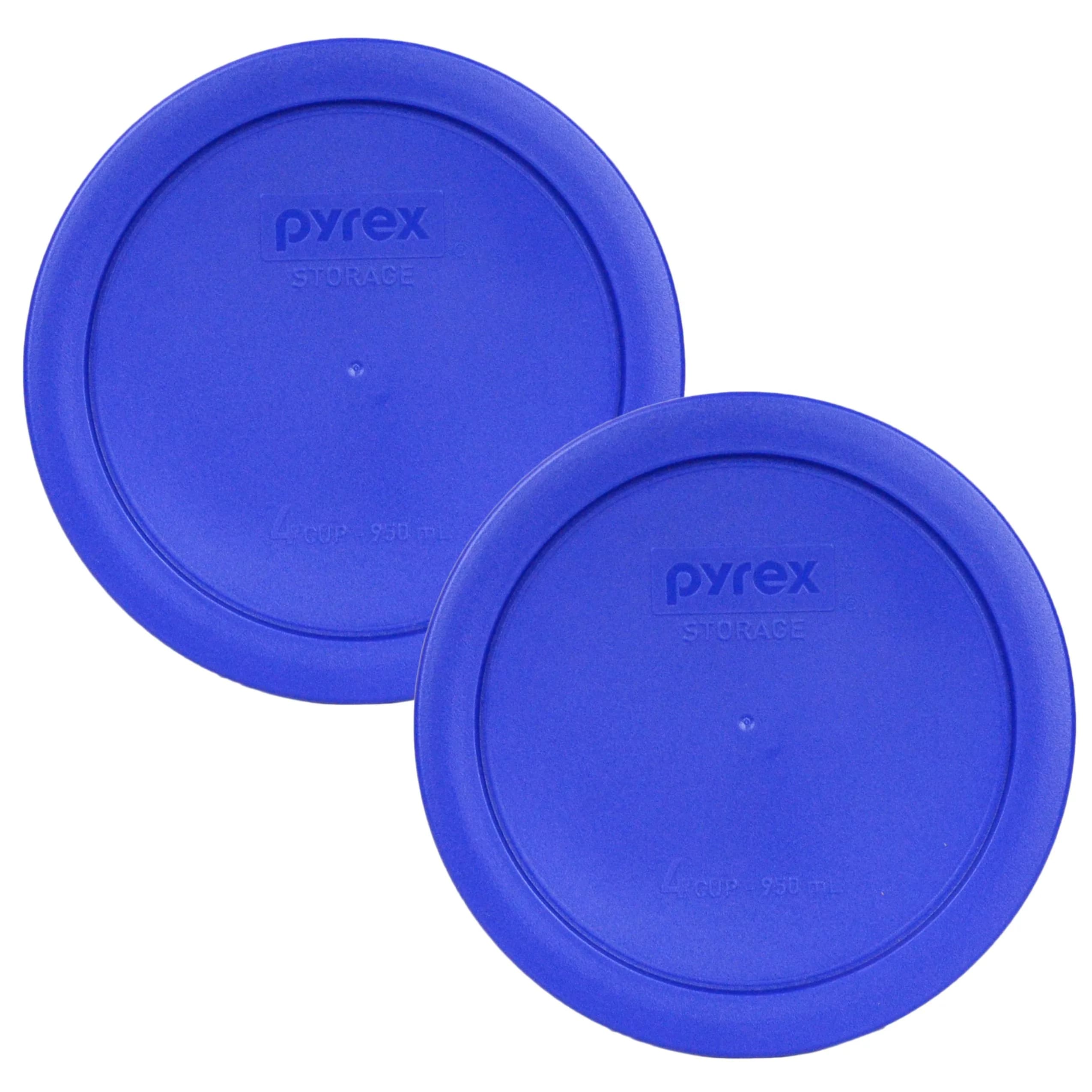 Pyrex 7201-PC Replacement Lids for 4-Cup Glass Bowls, 950mL (3-Pack) | BPA-Free Plastic — Light Blue
