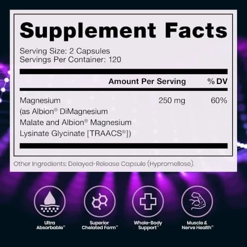 Pure Therapro Rx Optimum Magnesium 240 Capsules | Supports Energy & Sleep, Chelated for Absorption, Made in USA thumbnail 2