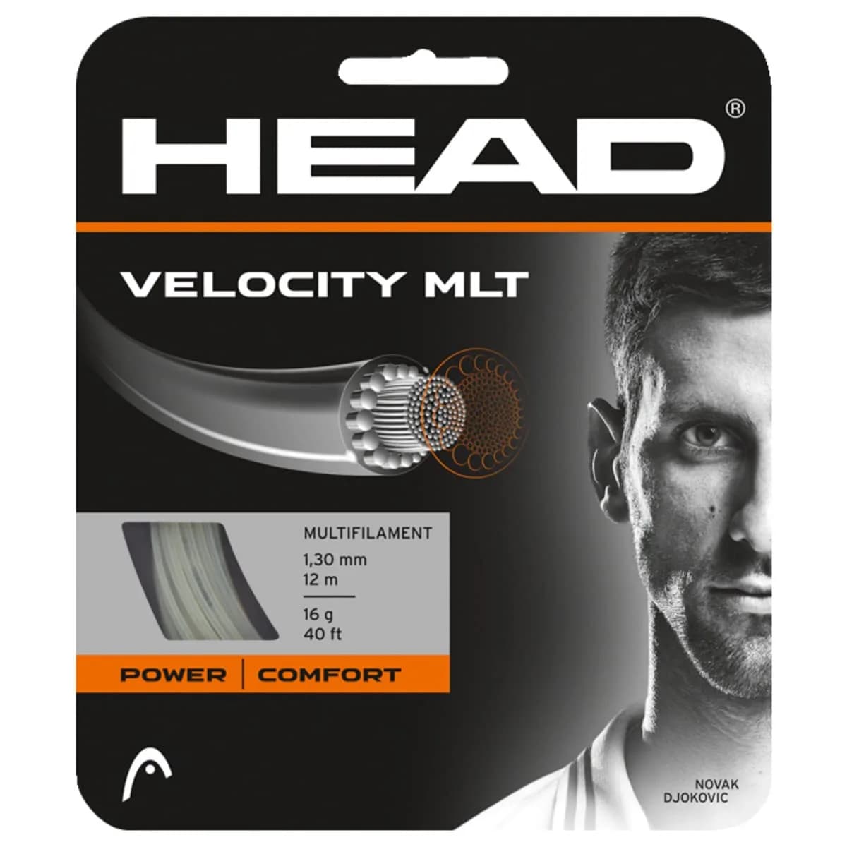 HEAD Velocity MLT Tennis Racket String 16 Gauge | Multifilament Natural, 40' Set for Intermediate & Advanced Players
