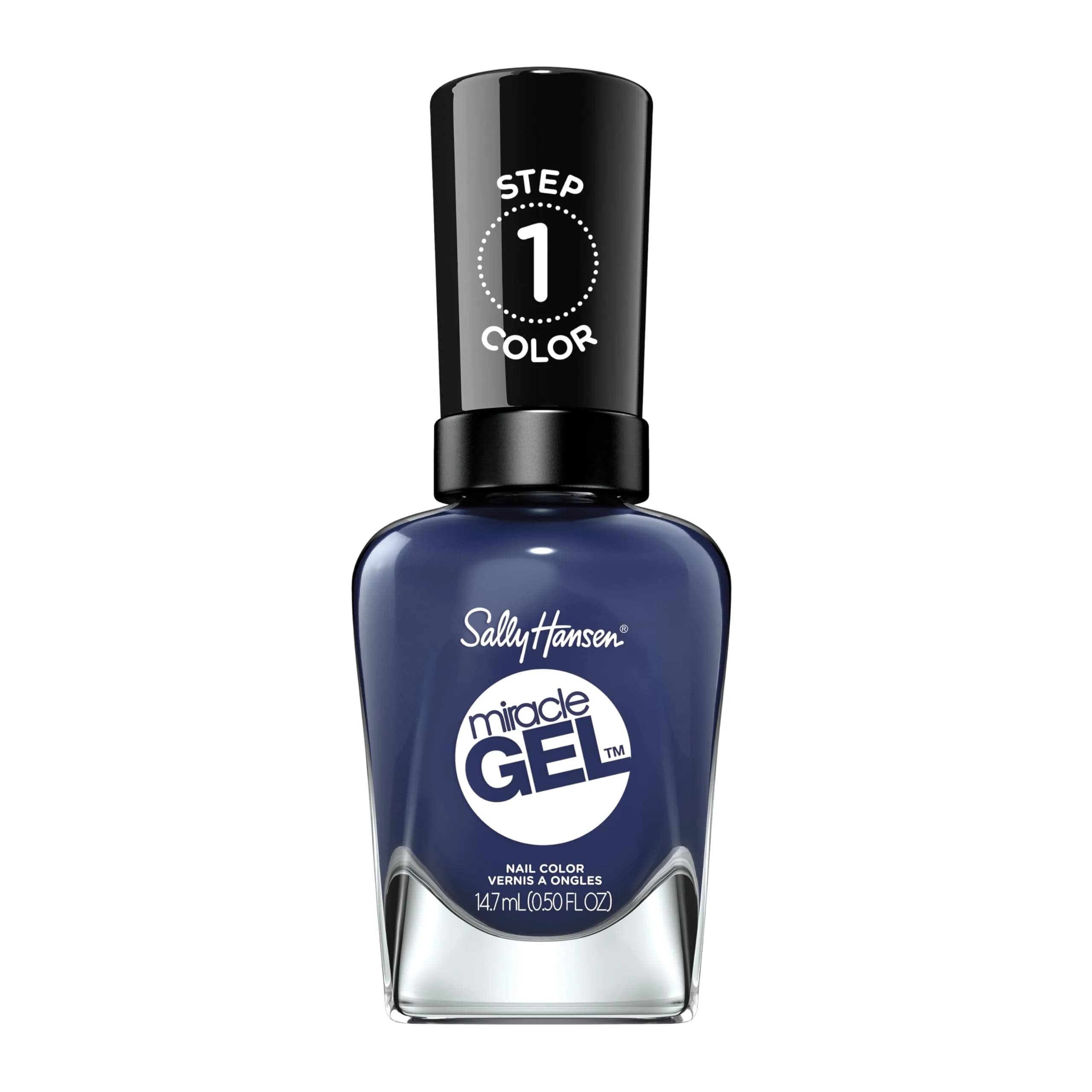 Sally Hansen Miracle Gel Nail Polish 0.5 Fl Oz | No UV Needed, Long Lasting, Vegan, Opaque Navy Blue — 609 Midnight Mod