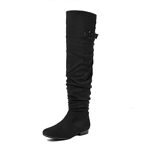 DREAM PAIRS Women's Over The Knee Flats Slouch Thigh Boots, Black, Size 6 | Comfortable Flat Style for Cold Weather thumbnail 1