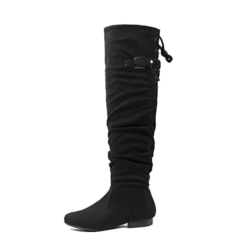 DREAM PAIRS Women's Over The Knee Flats Slouch Thigh Boots, Black, Size 6 | Comfortable Flat Style for Cold Weather thumbnail 4