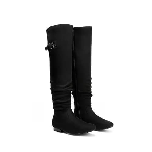DREAM PAIRS Women's Over The Knee Flats Slouch Thigh Boots, Black, Size 6 | Comfortable Flat Style for Cold Weather thumbnail 5