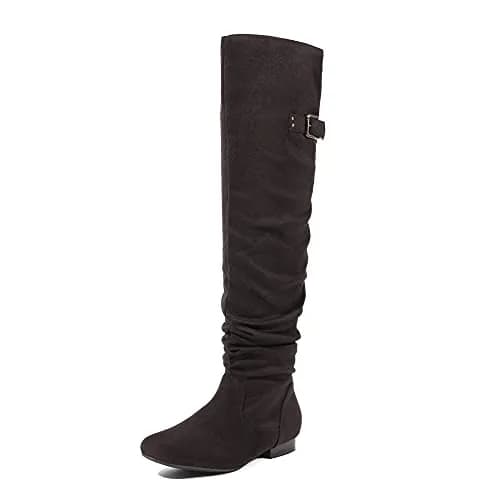 DREAM PAIRS Women's Over The Knee Flats Slouch Thigh Boots, Brown, Size 10 | Comfortable Flat Style for Cold Weather thumbnail 1