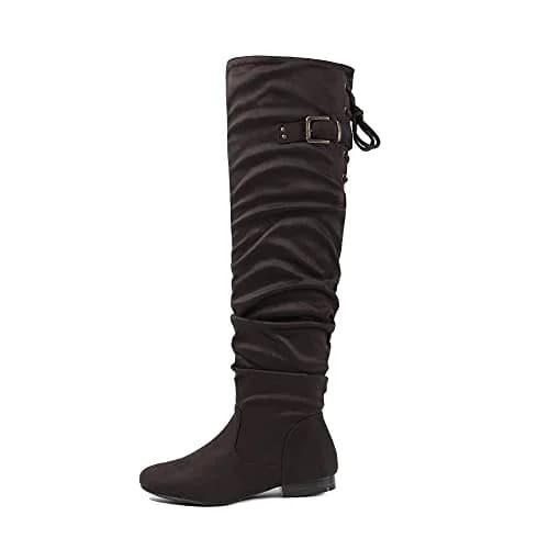 DREAM PAIRS Women's Over The Knee Flats Slouch Thigh Boots, Brown, Size 10 | Comfortable Flat Style for Cold Weather thumbnail 4