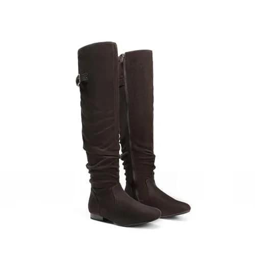 DREAM PAIRS Women's Over The Knee Flats Slouch Thigh Boots, Brown, Size 10 | Comfortable Flat Style for Cold Weather thumbnail 5