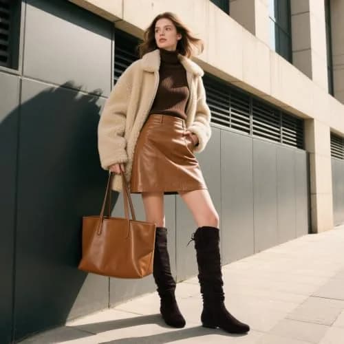 DREAM PAIRS Women's Over The Knee Flats Slouch Thigh Boots, Brown, Size 10 | Comfortable Flat Style for Cold Weather thumbnail 2