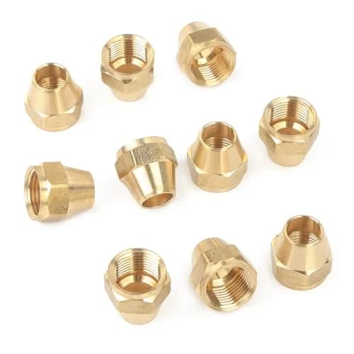 LTWFITTING Brass 1/2" OD Short SAE 45 Deg Flare Nut | Brass Flare Tube Fitting for Air, Water, Fuel, Oil thumbnail 1