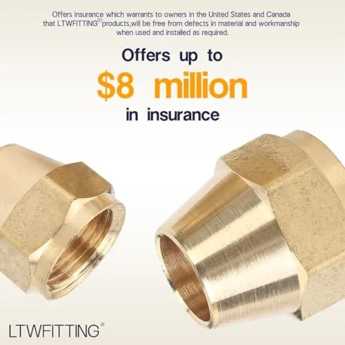 LTWFITTING Brass 1/2" OD Short SAE 45 Deg Flare Nut | Brass Flare Tube Fitting for Air, Water, Fuel, Oil thumbnail 4