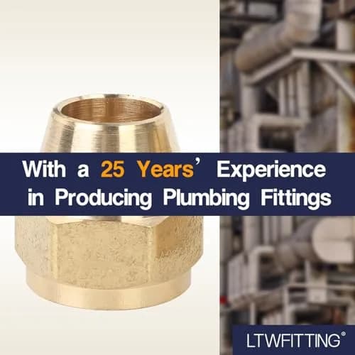 LTWFITTING Brass 1/2" OD Short SAE 45 Deg Flare Nut | Brass Flare Tube Fitting for Air, Water, Fuel, Oil thumbnail 5
