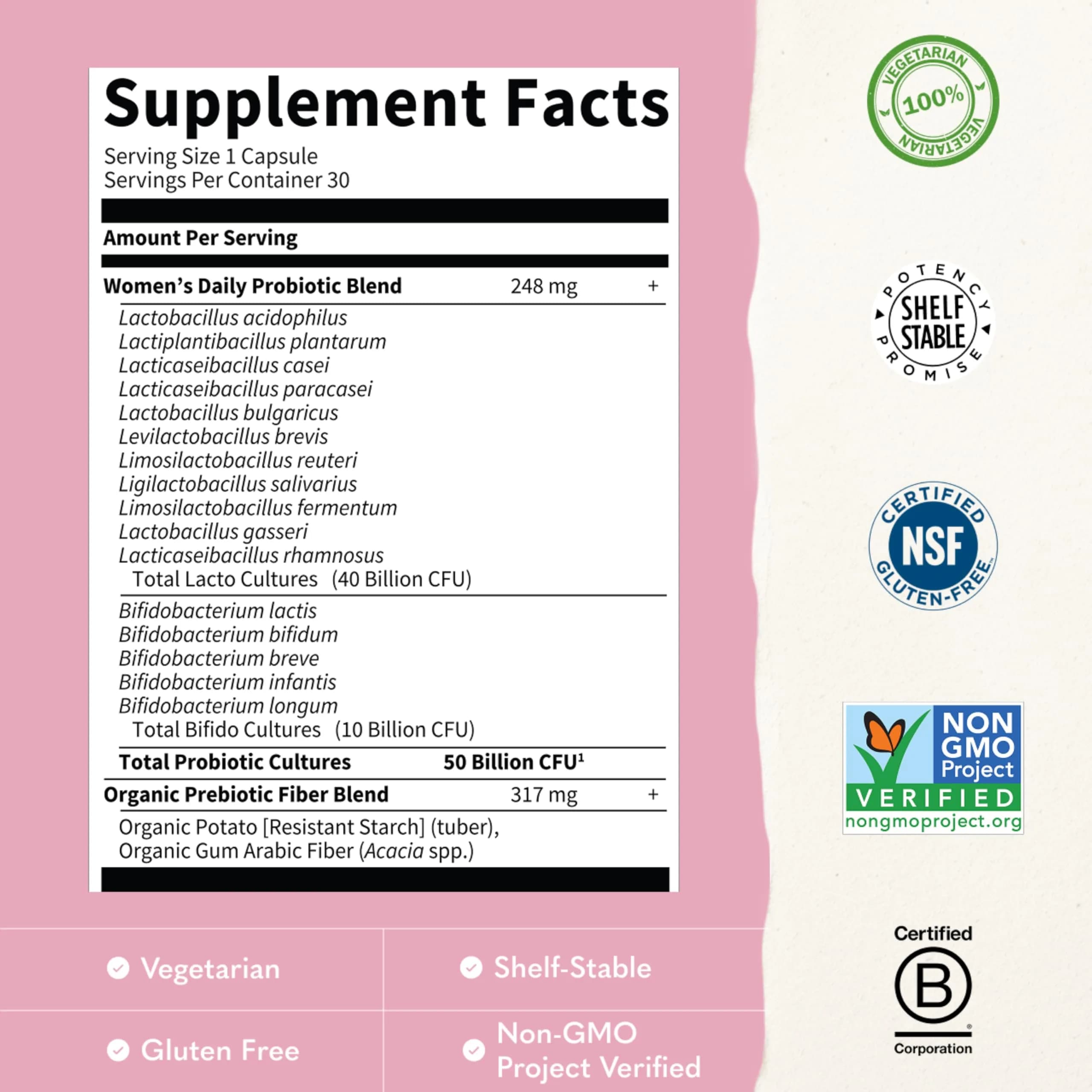 Garden of Life Dr. Formulated Probiotics for Women 50 Billion CFU 30 Capsules | Supports Digestive, Vaginal & Immune Health - view 3